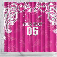 New Zealand Fern Women Rugby Custom Shower Curtain Pink Maori Pattern