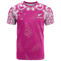 New Zealand Fern Women Rugby Custom T Shirt Pink Maori Pattern
