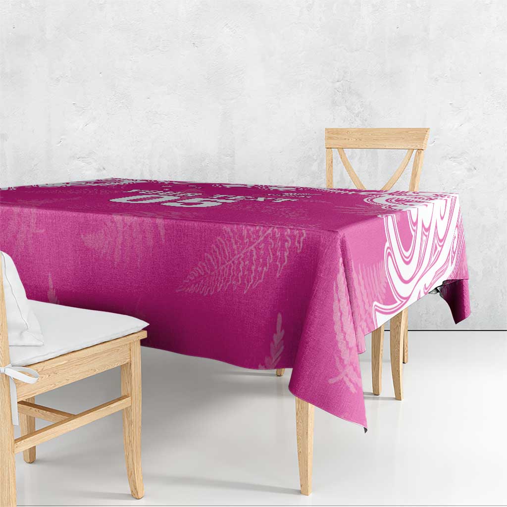 New Zealand Fern Women Rugby Custom Tablecloth Pink Maori Pattern