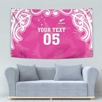 New Zealand Fern Women Rugby Custom Tapestry Pink Maori Pattern