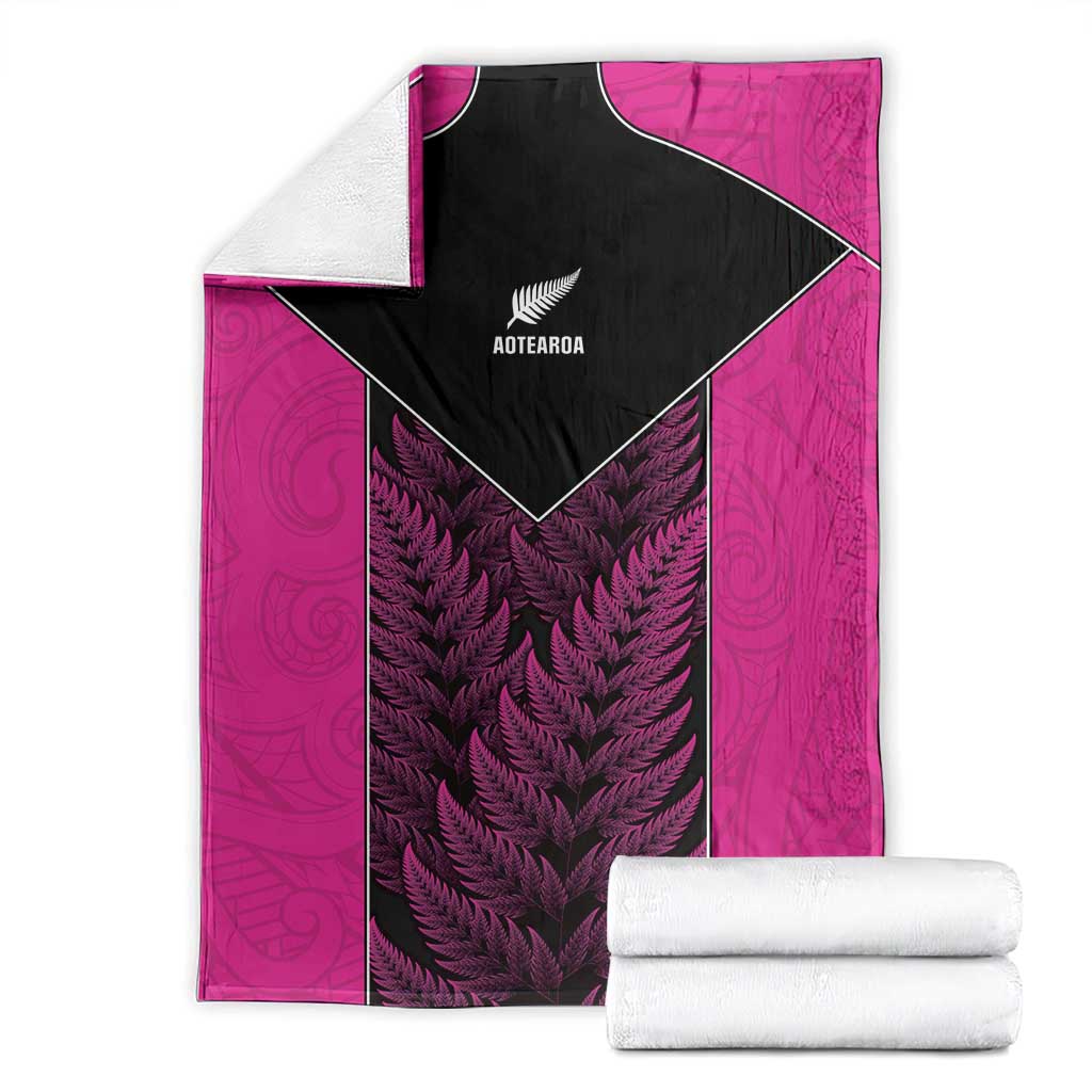 New Zealand Fern Rugby Blanket Pink Maori Pattern