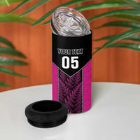 New Zealand Fern Rugby Custom 4 in 1 Can Cooler Tumbler Pink Maori Pattern