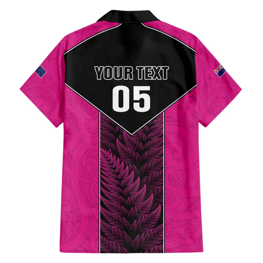 New Zealand Fern Rugby Custom Family Matching Long Sleeve Bodycon Dress and Hawaiian Shirt Pink Maori Pattern
