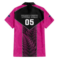 New Zealand Fern Rugby Custom Family Matching Puletasi and Hawaiian Shirt Pink Maori Pattern