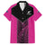New Zealand Fern Rugby Custom Family Matching Short Sleeve Bodycon Dress and Hawaiian Shirt Pink Maori Pattern