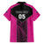 New Zealand Fern Rugby Custom Family Matching Short Sleeve Bodycon Dress and Hawaiian Shirt Pink Maori Pattern