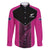 New Zealand Fern Rugby Custom Family Matching Short Sleeve Bodycon Dress and Hawaiian Shirt Pink Maori Pattern