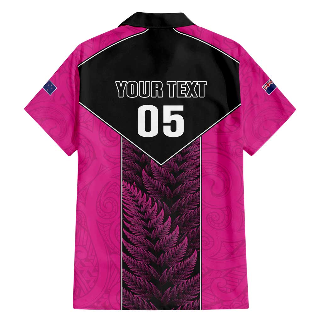 New Zealand Fern Rugby Custom Hawaiian Shirt Pink Maori Pattern