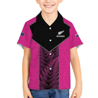 New Zealand Fern Rugby Custom Hawaiian Shirt Pink Maori Pattern