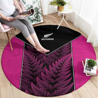 New Zealand Fern Rugby Round Carpet Pink Maori Pattern