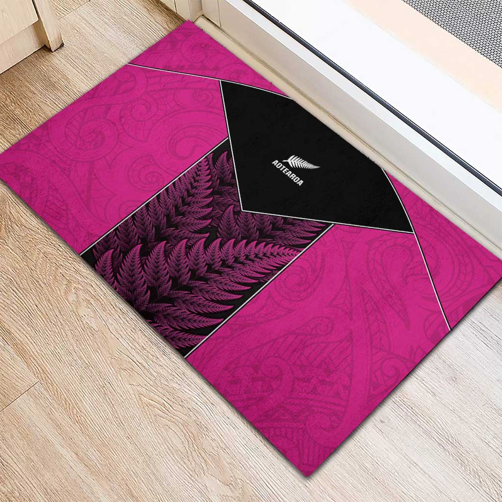New Zealand Fern Rugby Rubber Doormat Pink Maori Pattern