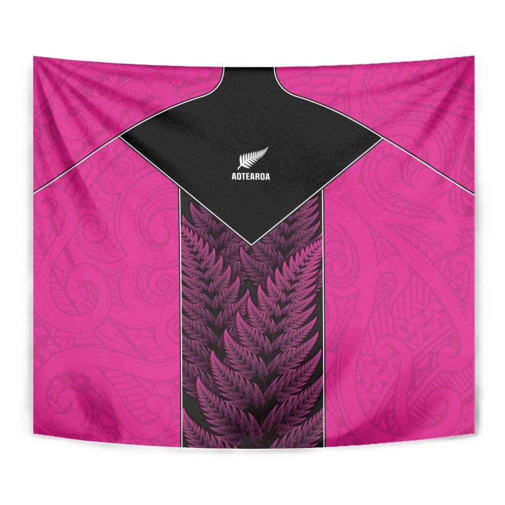 New Zealand Fern Rugby Tapestry Pink Maori Pattern