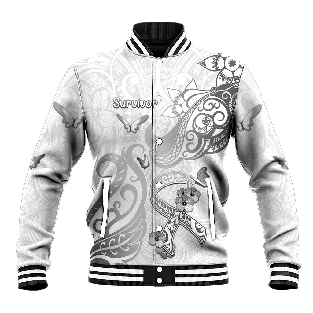 Personalised Brain Cancer Awareness Baseball Jacket Ribbon Polynesian Pattern
