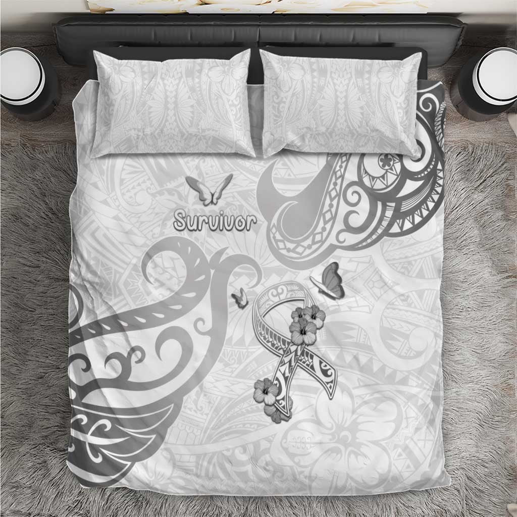 Brain Cancer Awareness Bedding Set Ribbon Polynesian Pattern