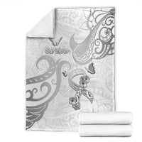 Brain Cancer Awareness Blanket Ribbon Polynesian Pattern