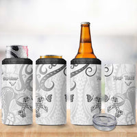 Personalised Brain Cancer Awareness 4 in 1 Can Cooler Tumbler Ribbon Polynesian Pattern