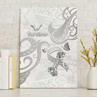 Brain Cancer Awareness Canvas Wall Art Ribbon Polynesian Pattern