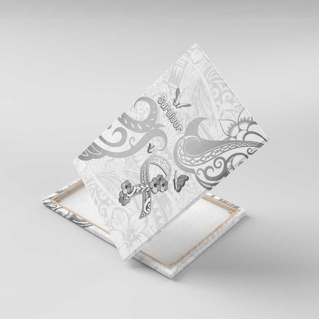 Brain Cancer Awareness Canvas Wall Art Ribbon Polynesian Pattern