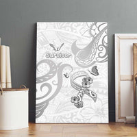 Brain Cancer Awareness Canvas Wall Art Ribbon Polynesian Pattern