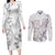 Personalised Brain Cancer Awareness Couples Matching Long Sleeve Bodycon Dress and Long Sleeve Button Shirt Ribbon Polynesian Pattern