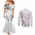 Personalised Brain Cancer Awareness Couples Matching Mermaid Dress and Long Sleeve Button Shirt Ribbon Polynesian Pattern