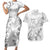 Personalised Brain Cancer Awareness Couples Matching Short Sleeve Bodycon Dress and Hawaiian Shirt Ribbon Polynesian Pattern