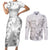 Personalised Brain Cancer Awareness Couples Matching Short Sleeve Bodycon Dress and Long Sleeve Button Shirt Ribbon Polynesian Pattern