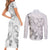 Personalised Brain Cancer Awareness Couples Matching Short Sleeve Bodycon Dress and Long Sleeve Button Shirt Ribbon Polynesian Pattern