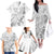 Personalised Brain Cancer Awareness Family Matching Off The Shoulder Long Sleeve Dress and Hawaiian Shirt Ribbon Polynesian Pattern
