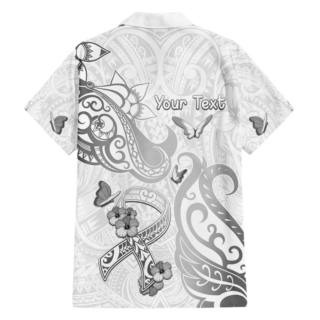 Personalised Brain Cancer Awareness Family Matching Puletasi and Hawaiian Shirt Ribbon Polynesian Pattern