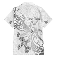 Personalised Brain Cancer Awareness Family Matching Puletasi and Hawaiian Shirt Ribbon Polynesian Pattern