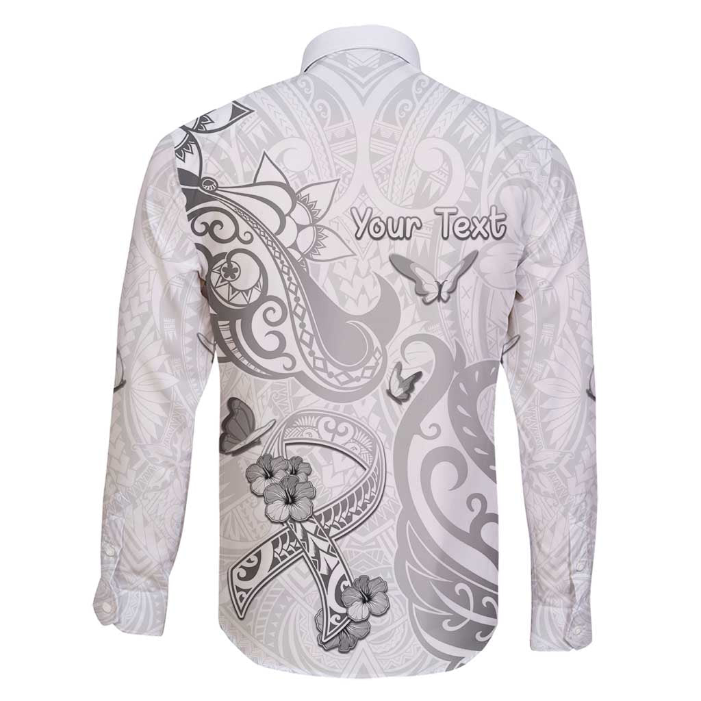 Personalised Brain Cancer Awareness Family Matching Puletasi and Hawaiian Shirt Ribbon Polynesian Pattern