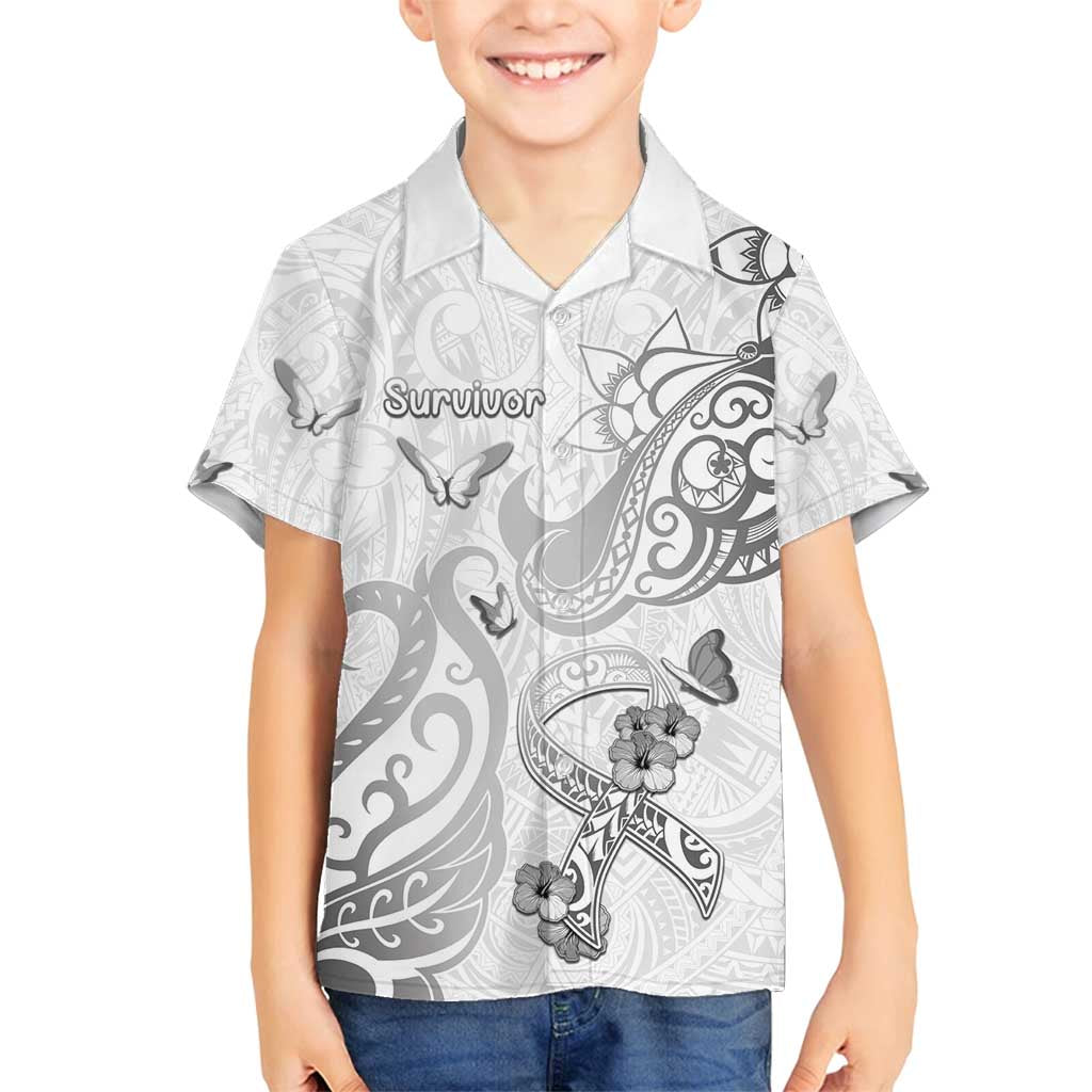 Personalised Brain Cancer Awareness Family Matching Puletasi and Hawaiian Shirt Ribbon Polynesian Pattern