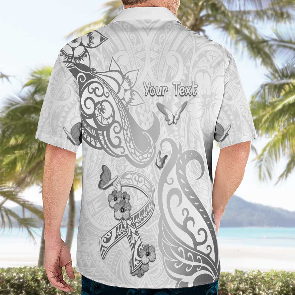 Personalised Brain Cancer Awareness Hawaiian Shirt Ribbon Polynesian Pattern