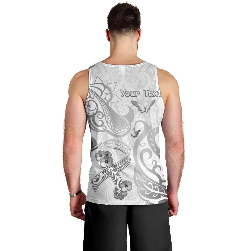 Personalised Brain Cancer Awareness Men Tank Top Ribbon Polynesian Pattern