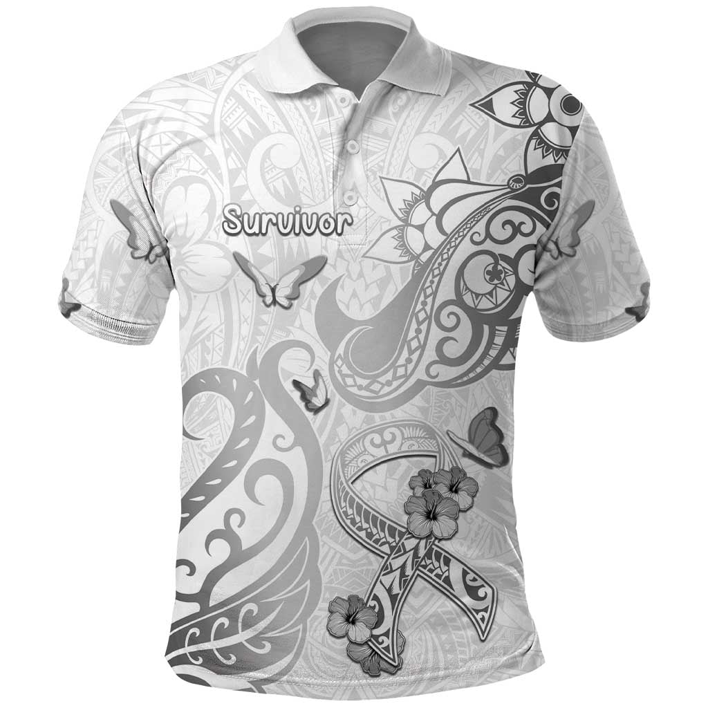 Personalised Brain Cancer Awareness Polo Shirt Ribbon Polynesian Pattern