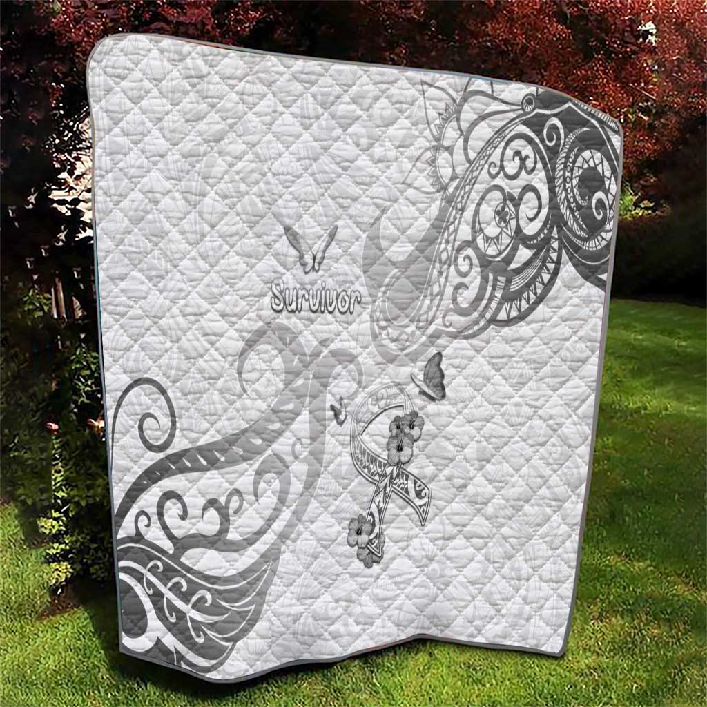 Brain Cancer Awareness Quilt Ribbon Polynesian Pattern