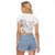 Personalised Brain Cancer Awareness Raglan Cropped T Shirt Ribbon Polynesian Pattern