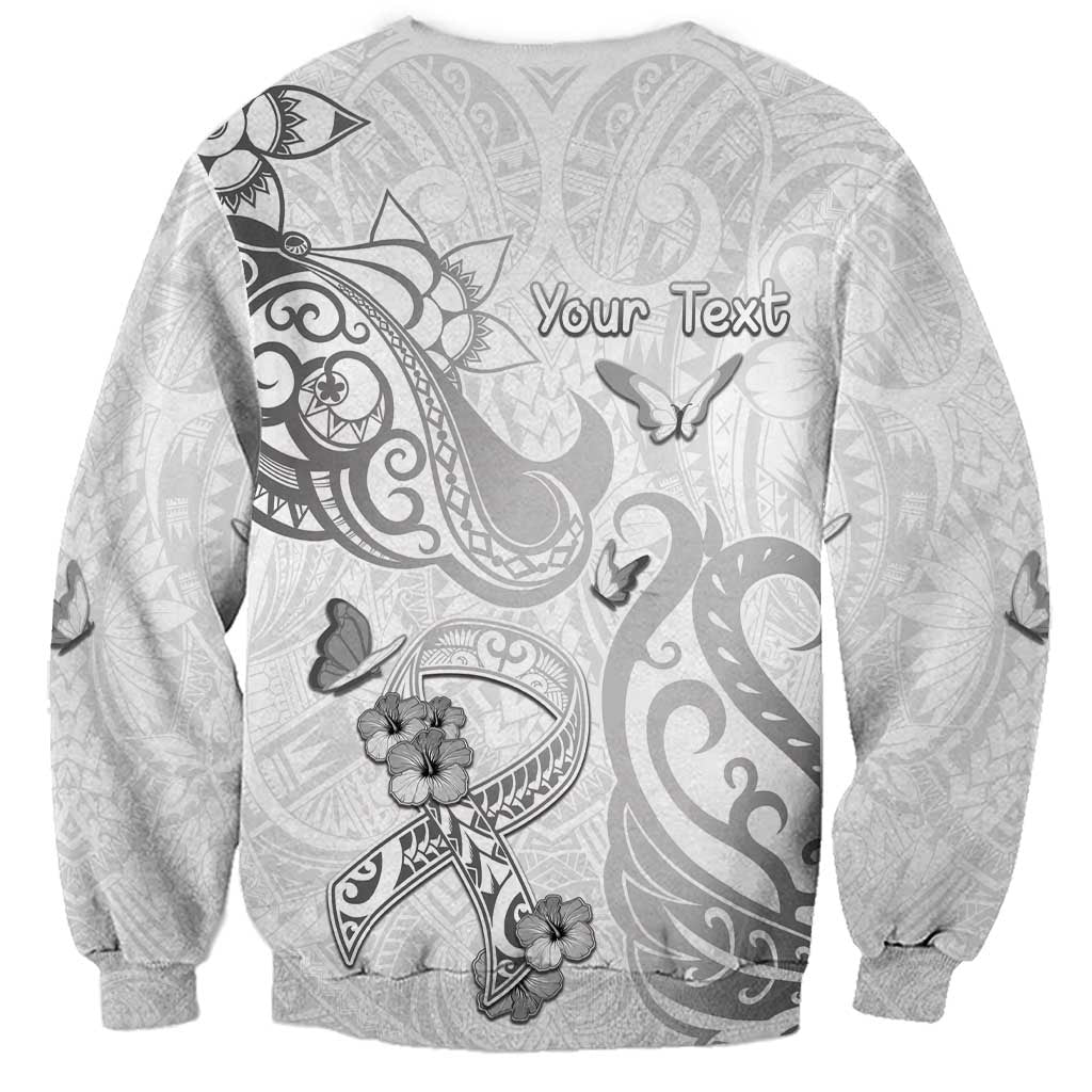 Personalised Brain Cancer Awareness Sweatshirt Ribbon Polynesian Pattern