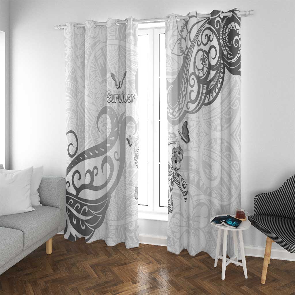 Brain Cancer Awareness Window Curtain Ribbon Polynesian Pattern