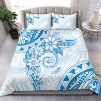 Polynesian Pattern With Plumeria Flowers Bedding Set Blue