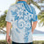 Polynesian Pattern With Plumeria Flowers Hawaiian Shirt Blue