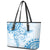 Polynesian Pattern With Plumeria Flowers Leather Tote Bag Blue