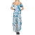 Polynesian Pattern With Plumeria Flowers Summer Maxi Dress Blue