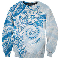 Polynesian Pattern With Plumeria Flowers Sweatshirt Blue