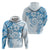 Polynesian Pattern With Plumeria Flowers Zip Hoodie Blue