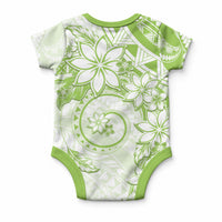 Polynesian Pattern With Plumeria Flowers Baby Onesie Lime Green LT05 - Polynesian Pride