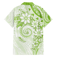 Polynesian Pattern With Plumeria Flowers Family Matching Short Sleeve Bodycon Dress and Hawaiian Shirt Lime Green LT05 - Polynesian Pride