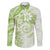 Polynesian Pattern With Plumeria Flowers Family Matching Tank Maxi Dress and Hawaiian Shirt Lime Green