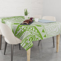 Polynesian Pattern With Plumeria Flowers Tablecloth Lime Green